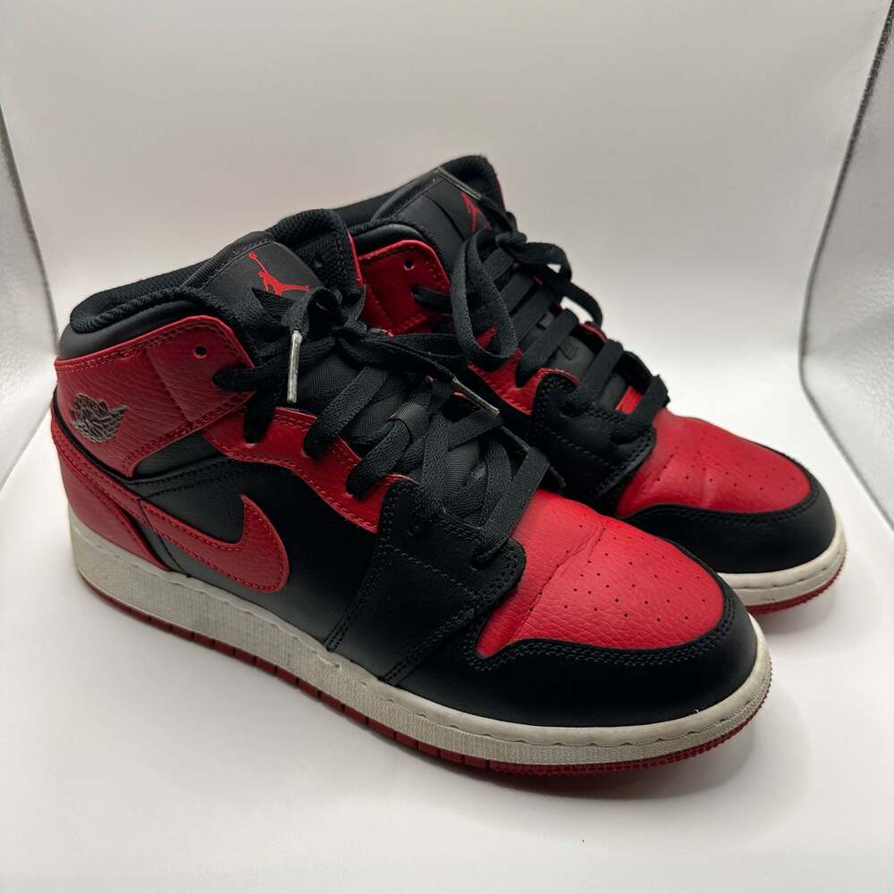 Nike Air Jordan 1 Mid GS Banned Black Gym Red White 554725-074 GS